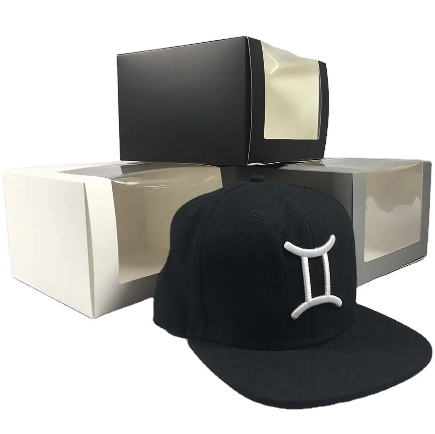 Wholesale Custom Logo baseball cap box Snapcap Paper box Paper Packaging for Snapcap Foldable Gift Box with Plastic Window