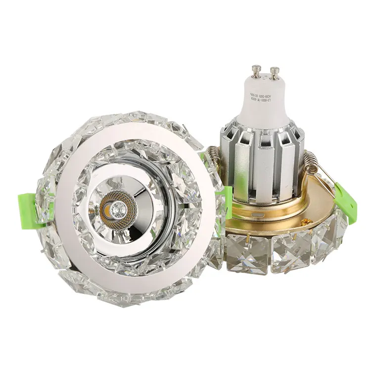 Good quality luxury recess Crystal GU10 Frame IP20 ceiling Aluminum lamp body crystal spotlight