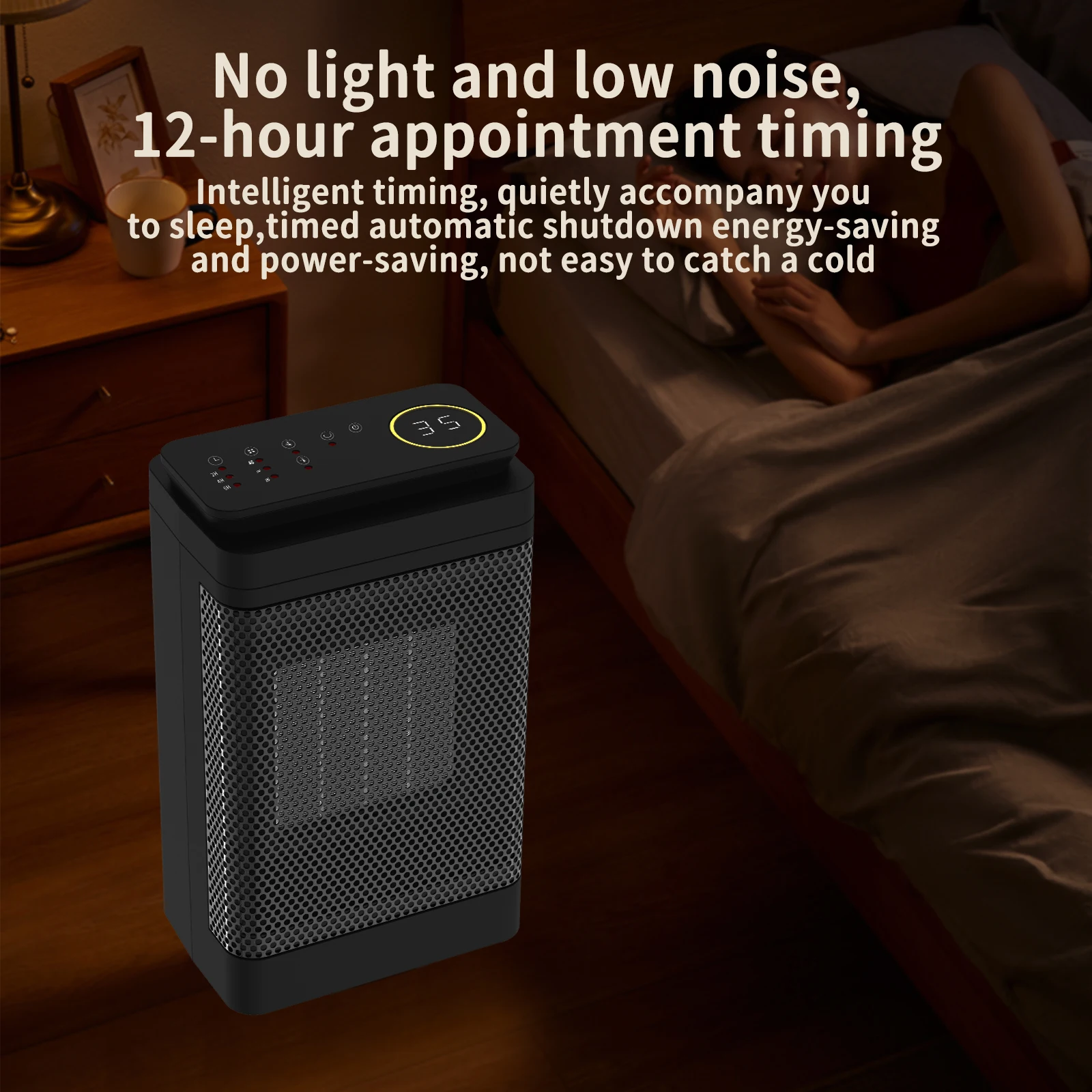 Portable Electric PTC Ceramic Heater Fan with 1500W Touch Screen Digital display Remote Control and Timing for EU Home Outdoor