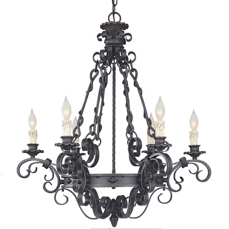 American Rustic Lamps Retro Bronze Chandelier Wrought Iron Chandelier Vintage Antique Gothic Hotel Chandelier Dining Candle bar