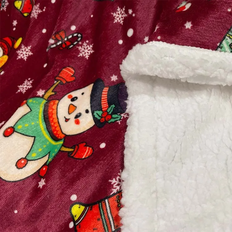 Bindi Oem Printed Polar Plush Flannel Fleece Christmas Sherpa Throw Blanket