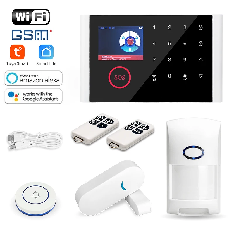 Danwish Tuya Wi-Fi Gsm домашняя охранная сигнализация 433 МГц приложения управление ЖК дисплей Сенсорная клавиатура 11 языков беспроводной аварийный комплект