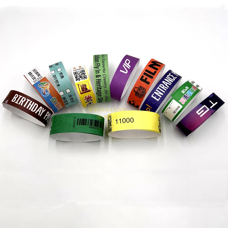 Waterproof Tyvek Ticket Printer Event Paper Wristbands Bracelet Custom Logo Tickets Disposable Tyvek Wristband