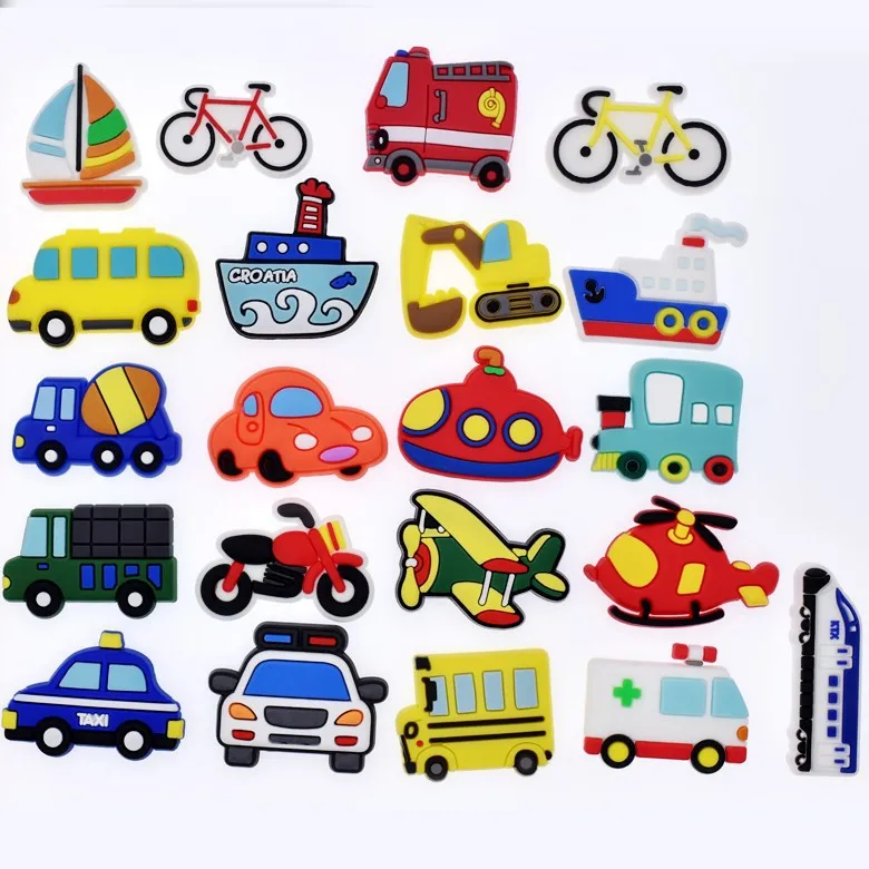 New Cars Trucks Charms Clog Shoes Decoration Excavator Mixer Truck Accessories Airplane Train Bike Shoe Decorations Shoe Charms
