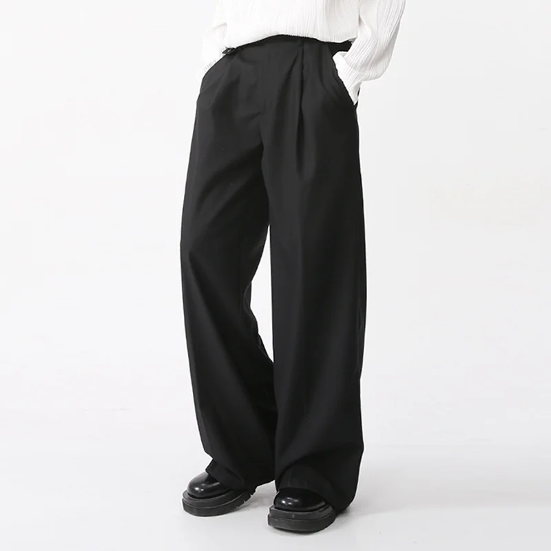 Oem Customized Manufacturer Casual Baggy Pants High Waist Zipper Fly Pleat Side Pockets Wide Leg Brown Trousers For Men