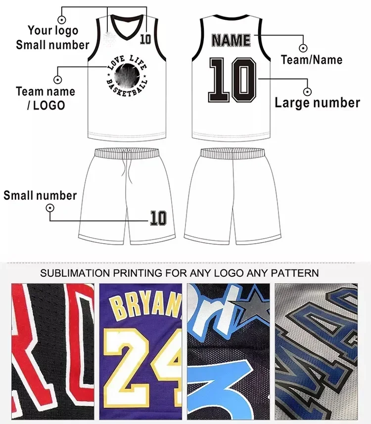 Wholesale Performance Sportswear Basketball Jersey Uniform Kits Custom Sublimated Mens Team Club Basketball Sets