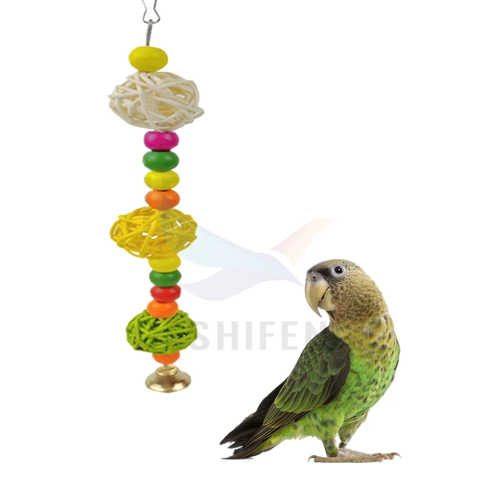 Custom 6pc 8 pc 12 packs 14 pc Birds Toys Bird Cage Accessories Parrot Bite Toy Set Swing Suspension Bridge Toy Ball Pole Set
