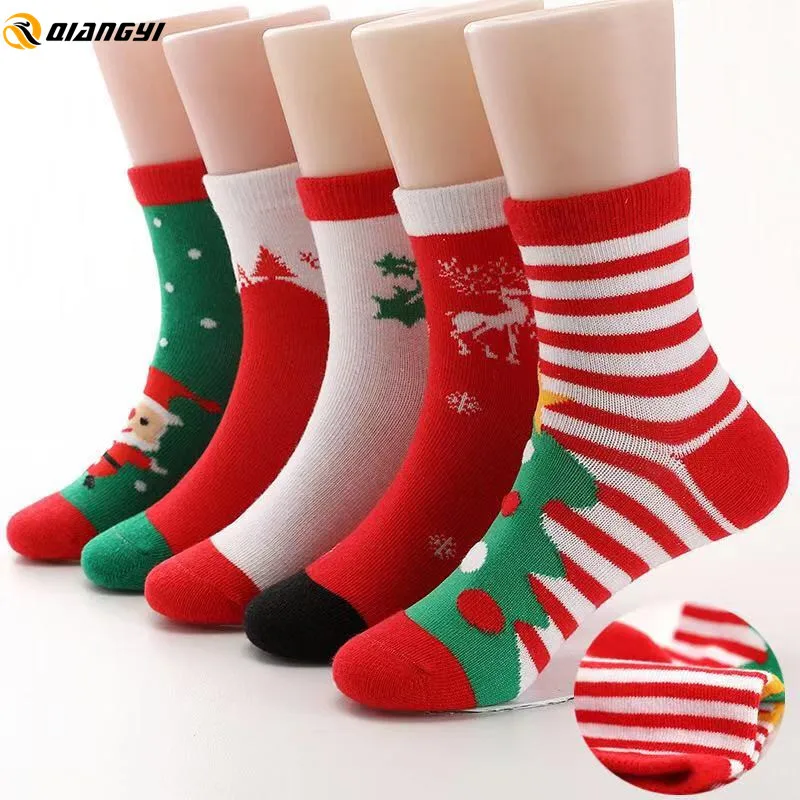 Wholesale Knitted 3D Cool Cotton Kids Christmas Stockings Socks