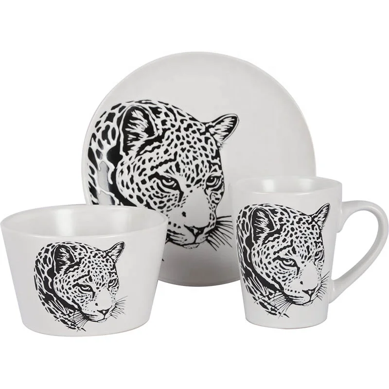  New animal Zebra Leopard Tiger pattern series dinnerware set home dining room ceramic tableware Plates Bowls