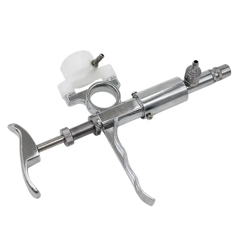 Multifunction 2ml & 5ml Animal Injector with Bottle Holder Stainless Veterinary Syringe