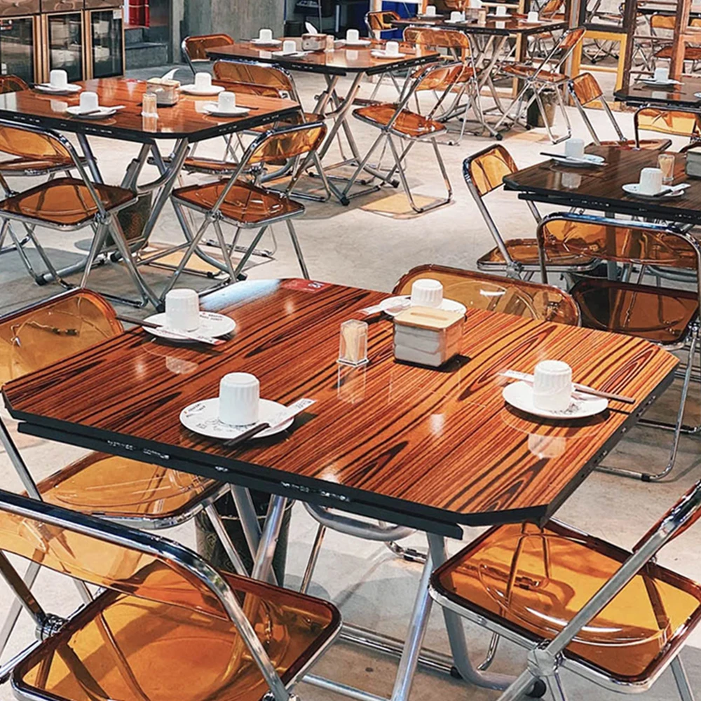 Складные прозрачные коричневые акриловые складные стулья, прозрачные для мероприятий, штабелируемые