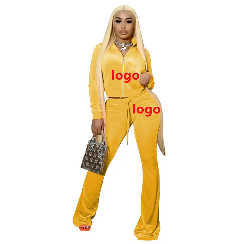 custom logo two piece set velvet  sweatsuit women pants set women s track suits  pajamas  sweatsuit customize sweat suit women