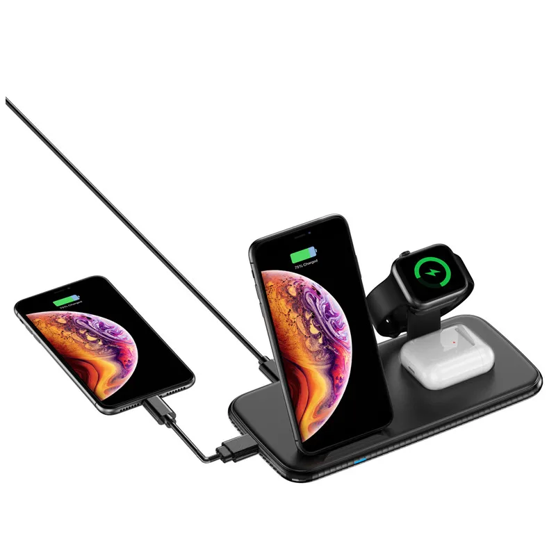 Vnew Amazon hot seller 15W Qi 4 in 1 fast charging wireless charger Black or White Fast Wireless Charging