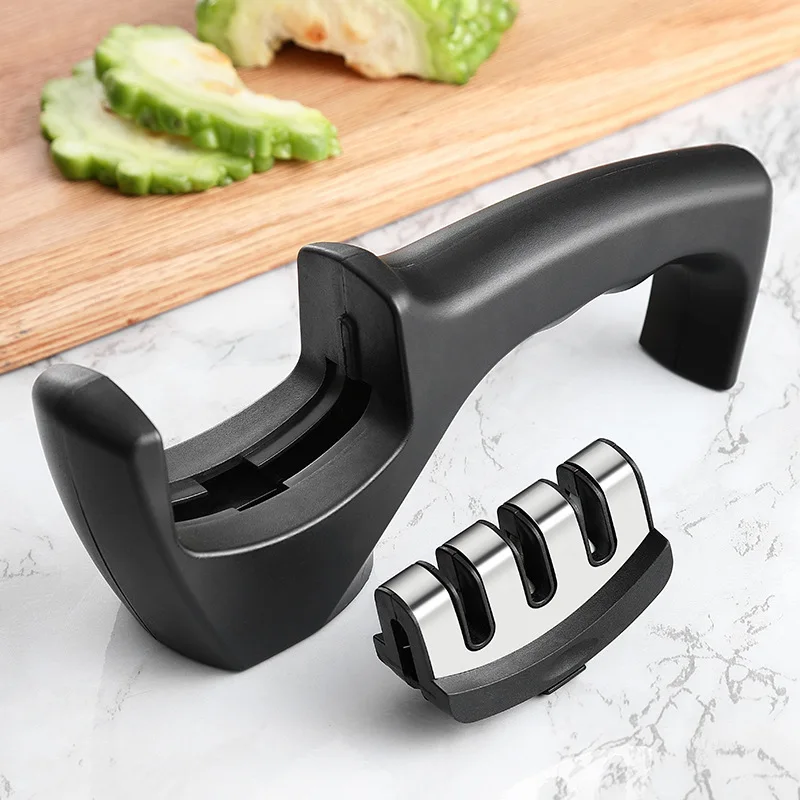 kitchen gadgets 2022 Accessories Manual Stainless Steel professional 3-section Handheld knife sharpener