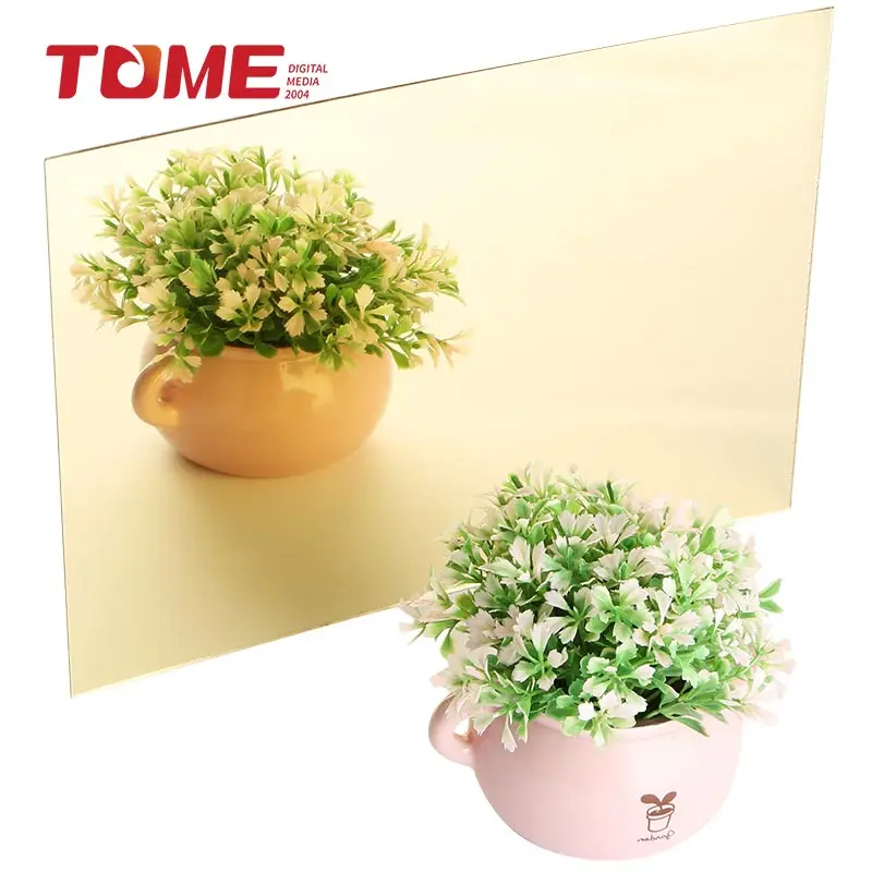 TOME 4*8ft 1.22*2.44m Golden Cutting Flexible Acrylic Mirror Sheet 2mm for decoration advertising gold plexiglass
