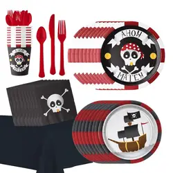 PARTYCOOL Kids Birthday Party Supplies pirate tableware set for pirate themed birthday party decor