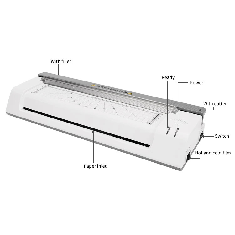 High Quality with Cutting Knife 2024 New Film Machine Hot and Cold, A4 Film Machine for Home Office, School Desktop