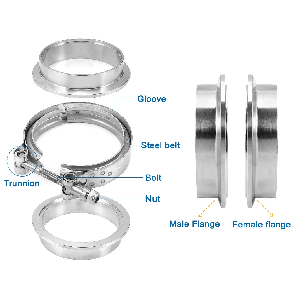 China Supplier Quick Release Stainless Steel T Bolt V Band HD Clamp Intake V-band Clamp for Intercooler Pipes