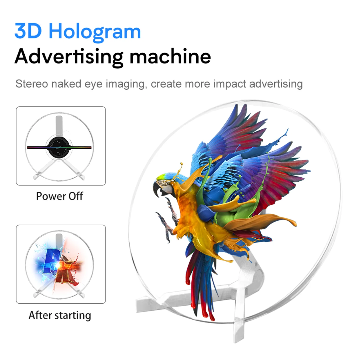 3D невооруженный глаз стерео проектор круглый защитный чехол пылезащитный светодиодный светильник бисер вентилятор экран