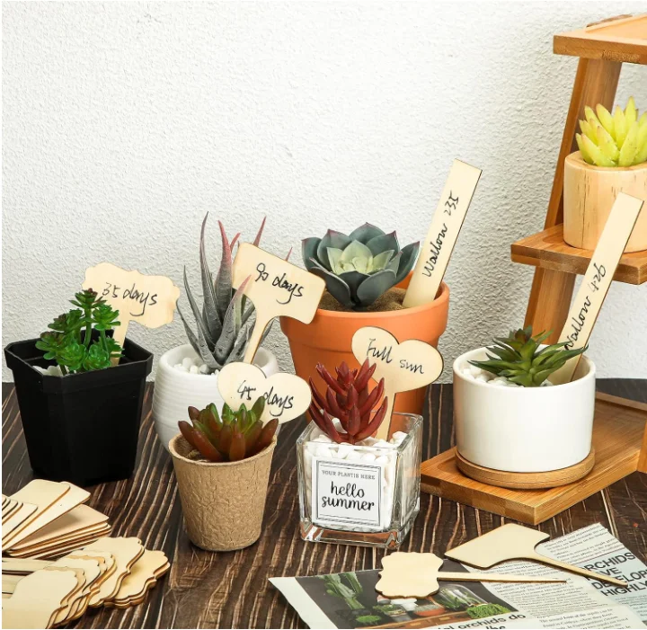 Bamboo Plant Labels, Plant Tags Garden Markers, Wooden Garden Labels for Seeds, Herbs, Vegetables, Gifts