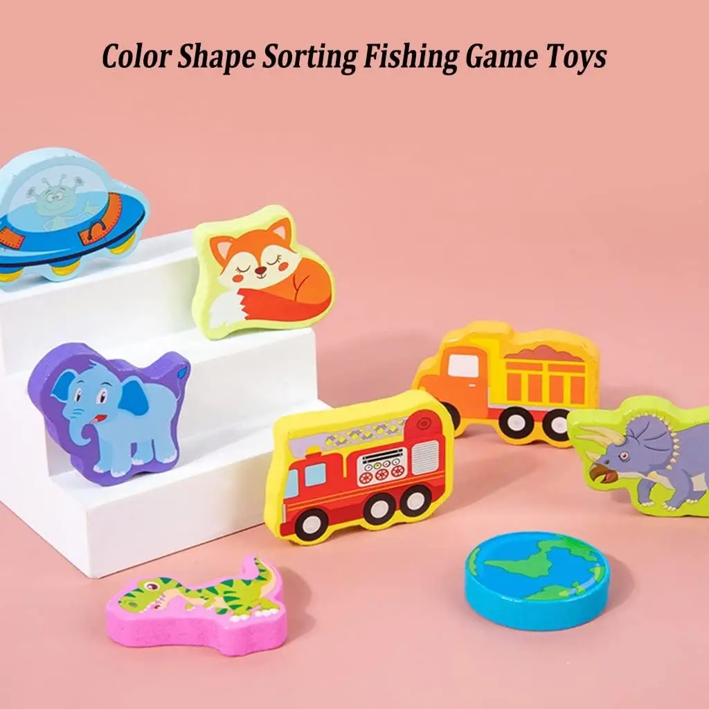 Wooden Magnetic Fishing Game Toddlers Fine Motor Skill Toy Preschool Classroom Learning ABC and Math Educational Toys
