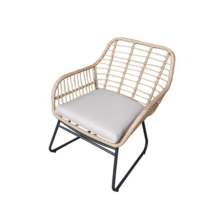 cheap low price Outdoor Furniture Rattan Coffee Chair Steel Garden Armrest Chair for Hotel Coffee Shop