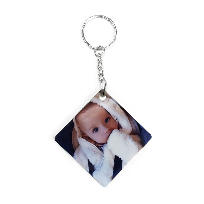 Sublimation FRP keychain blank plastic key tag double sided printable white key holder