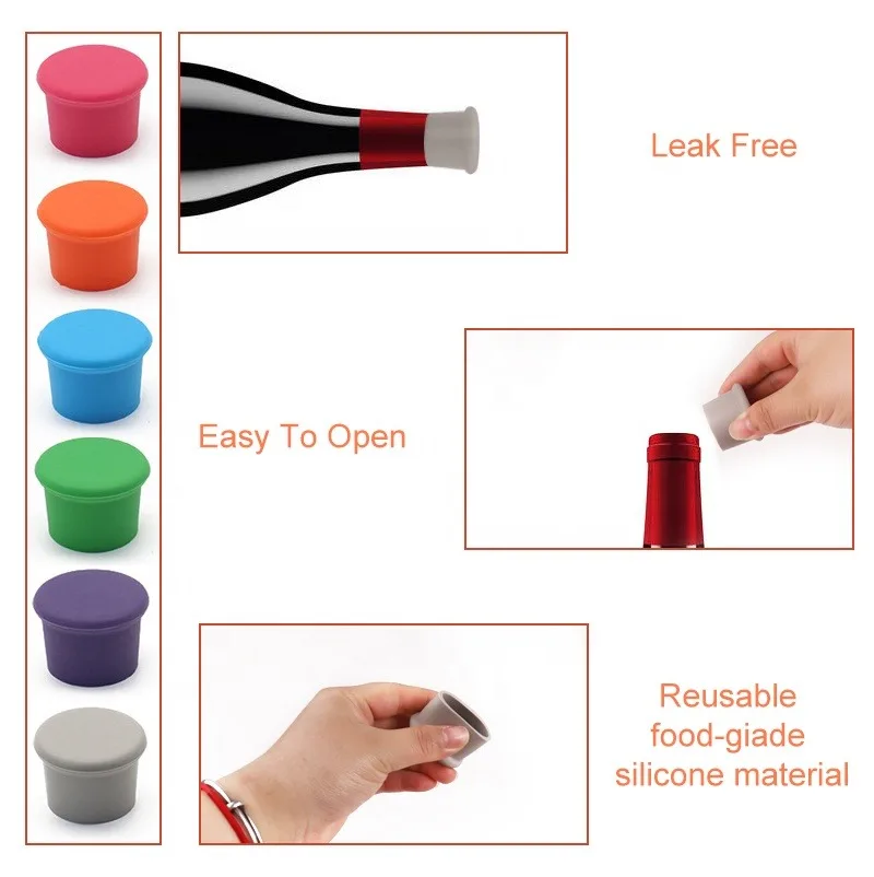 Custom Food Grade Beer Caps Leak-proof Wine Bottle Lids Wine Accessories Gift Reusable Bottle Cover Silicone Wine Stopper