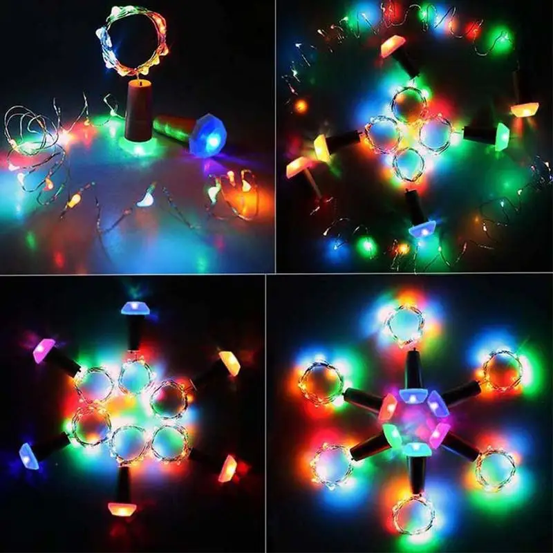 Birthday Party Solar Led Wine Bottle Light String Lamp Outdoor Home Garden Party Copper Wire Decoration Waterproof Lights