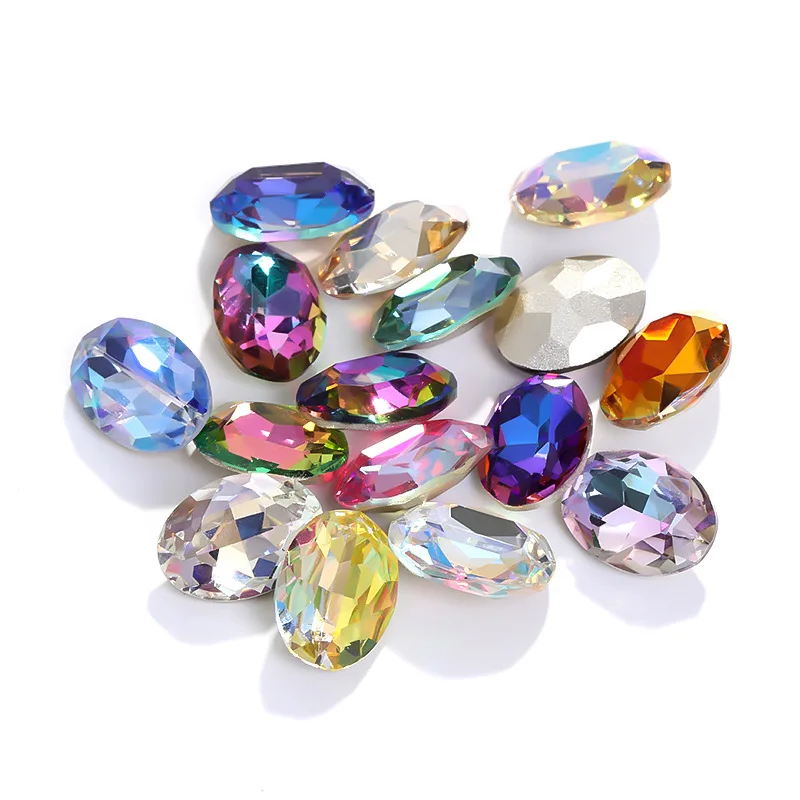 Dongzhou High-Grade Oval Pointback Fancy Stone Pointed Back Stone Fancy Stone DIY Nail Art Accessories