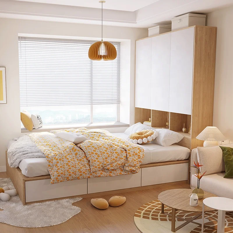 Современный Одноместный шкаф в коробке белая кровать стиле татами новейшая королевского размера на Alibaba и для хранения