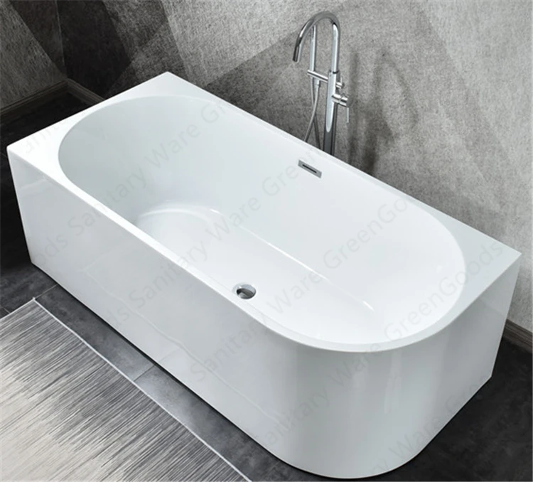 Custom Size Soaking Bath Tubs 1500mm Single Ended Acrylic Freestanding White Easy Clean Corner Bathtub for Malaysia