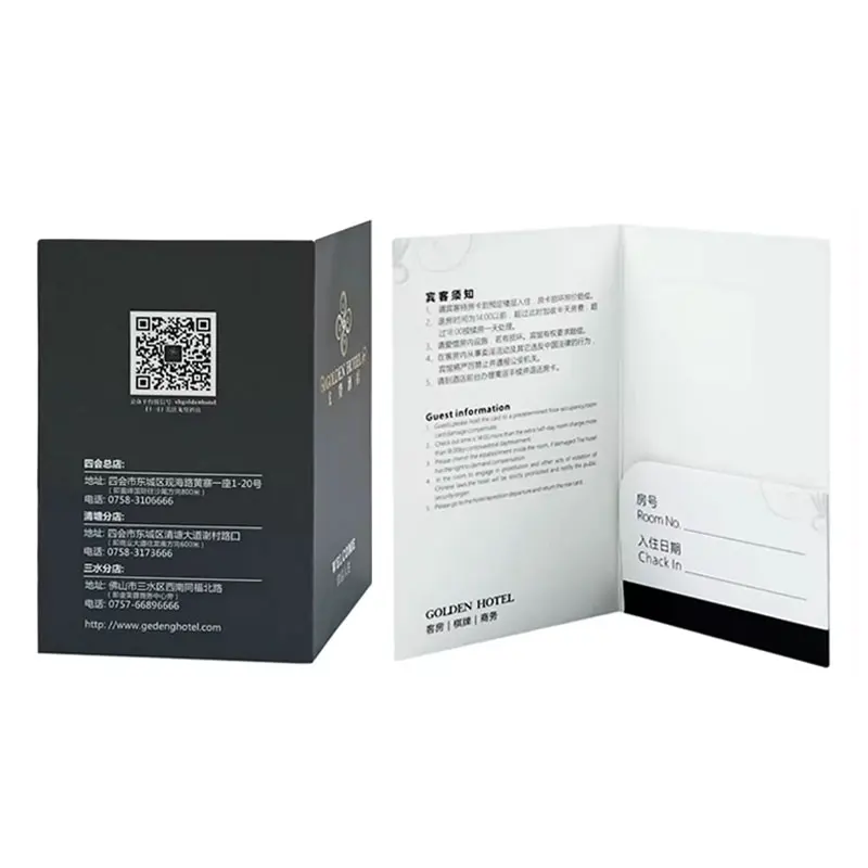 Wholesale custom hotel room card key holder sleeve hotel room keycard sleeve envelope coated paper key card holder cover hotel