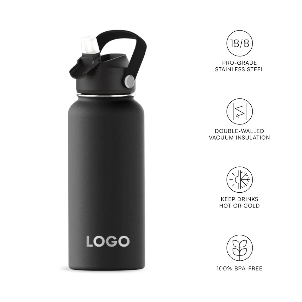 12oz 18oz 24oz 32oz 40oz Water Bottle Leak Proof  Sipping Straw Lid Vacuum Insulated Stainless Steel Travel Water Bottle