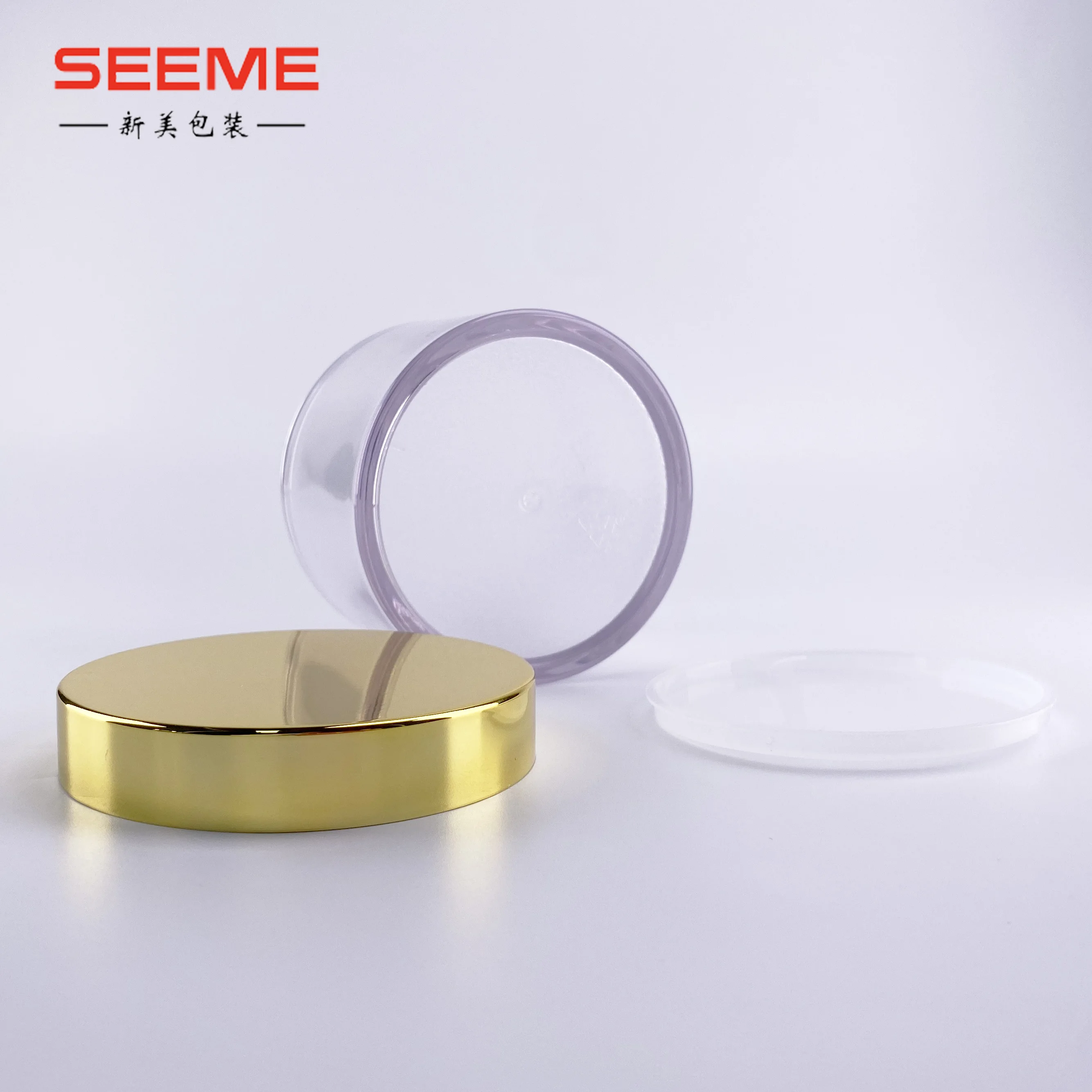 8oz Packaging Container Cosmetics Transparent PETG jar with gold cap for Hair Cream products