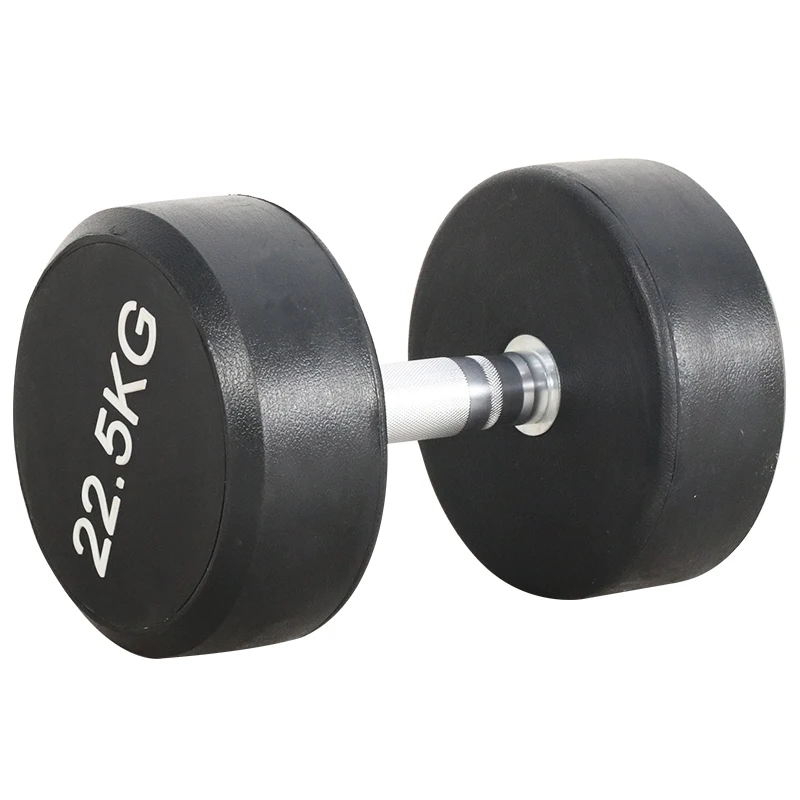 Gym Weight Lifting Competition Exercise Free Weights Fixed Rubber Barbell Set with Chrome Handle
