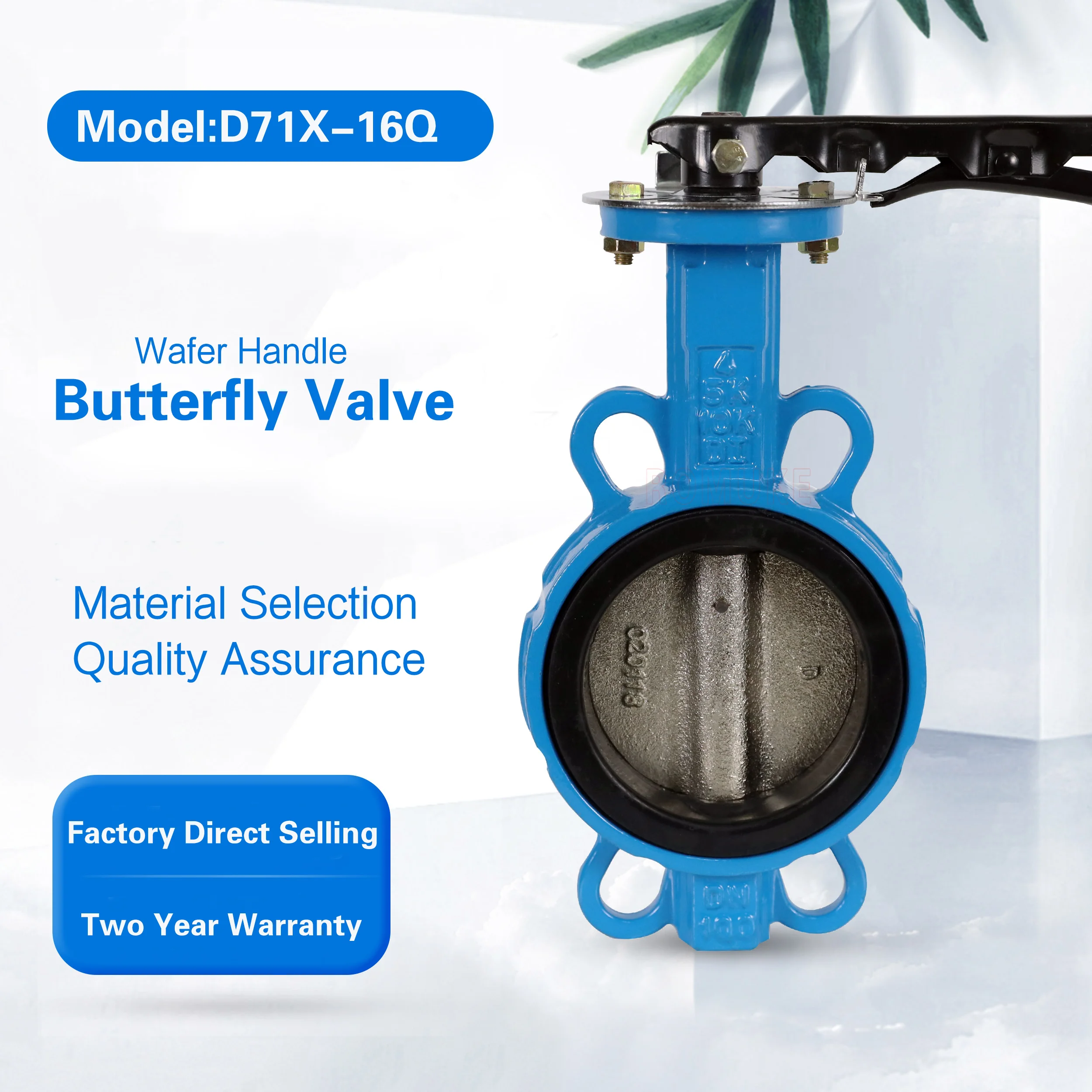 D71X-16Q handle butterfly valve ductile iron manual wafer type soft seal butterfly valve DN50 100 150 200