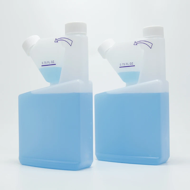 Flant Empty HDPE Natural Color Chemical Liquid Container Twin Neck Tip-N-Measure Bottle