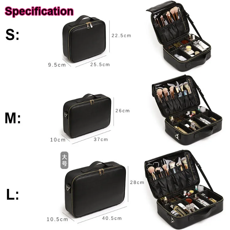 
Travel Makeup Train Case Makeup Cosmetic Case Organizer Portable Artist Storage Bag with Adjustable Dividers for Cosmetics 