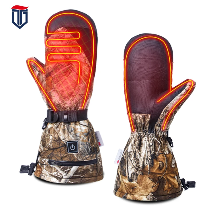 Waterproof Heating Snowmobile Winter Motorcycle Electric Heated Hunting Gloves Camo Rechargeable Usb Battery Ski Heated Gloves