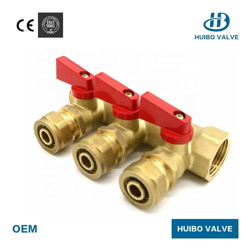 Wholesales 3/4'-1'inch Brass Color Water Distribution Brass Manifold Valve for floor heating