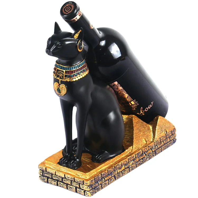 Wine Rack Wholesale High End Egypt Decoration Egyptian Cat God Living Room Ornament Porte Vin Elegant Wine Holder Figure