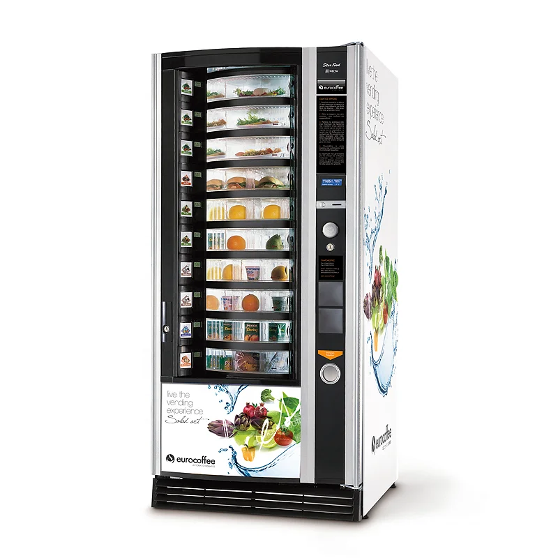 24-hours active commercial vending machine snacks and drinks combo LED  drink vending machine for sale