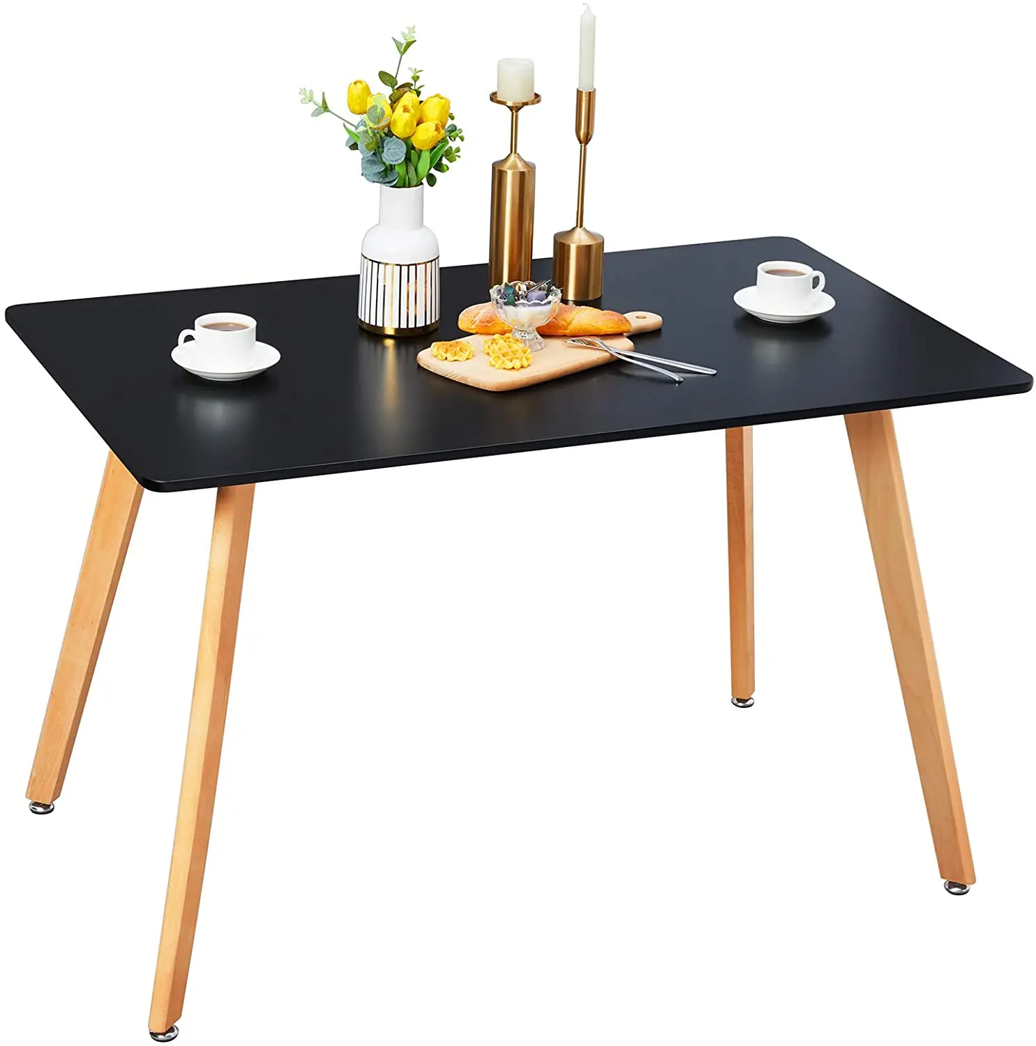 Simple Nordic Solid Wood Desk Coffee Shop Furniture Table Square Wooden Dining Desk With Solid Wood Legs