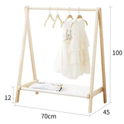 Wooden Kids Clothing Rack with Cloth Storage Shelf Garment Rack for Pets Dolls Baby Hanger Rack Clothes Organizer Storage