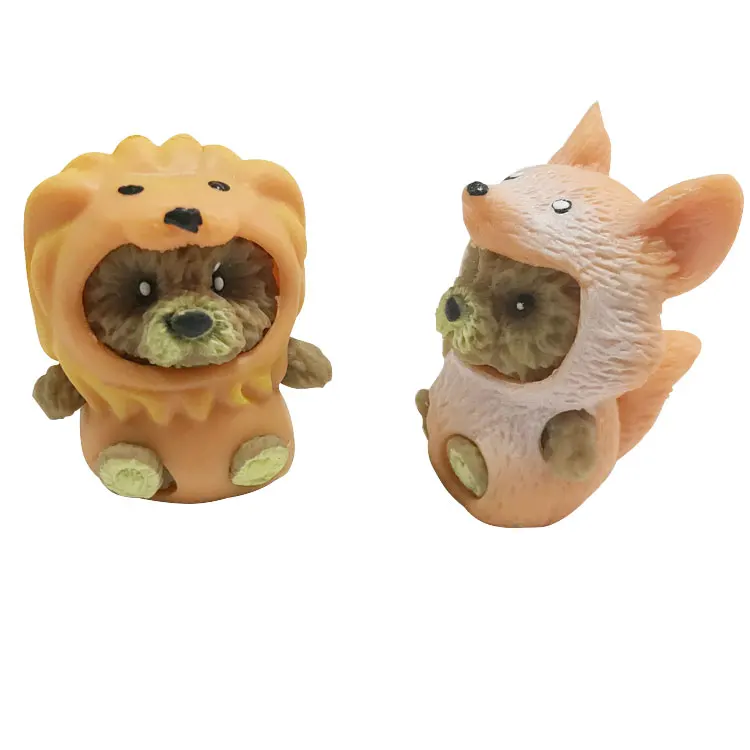 2022 New Small TPR bear playsets toy with  Sloths and Hedgehog  shape costume