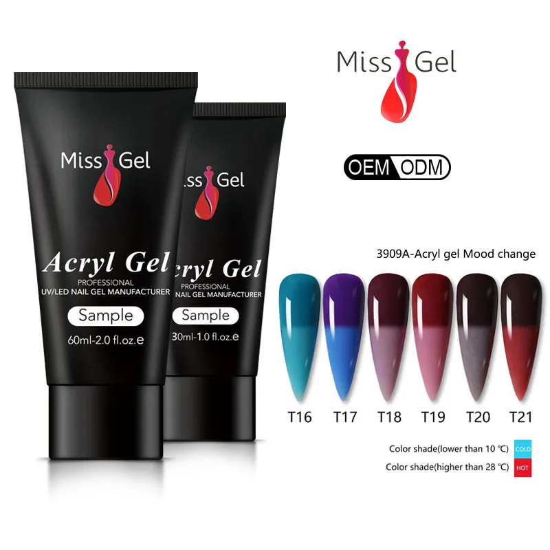 Missgel oem uv/led temperature color mood change light color acryl gel