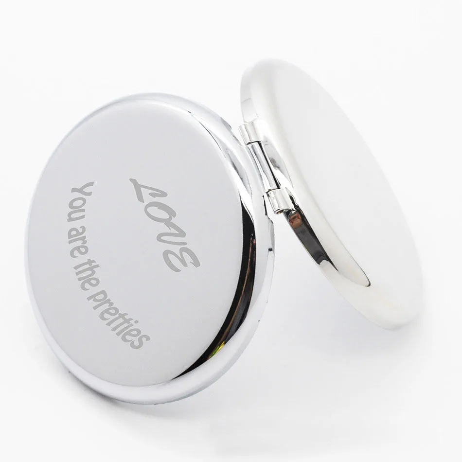 Round Metal Cosmetic compact Mirror Hand Size Mirror custom logo Ultra-Portable for Purses and Travel