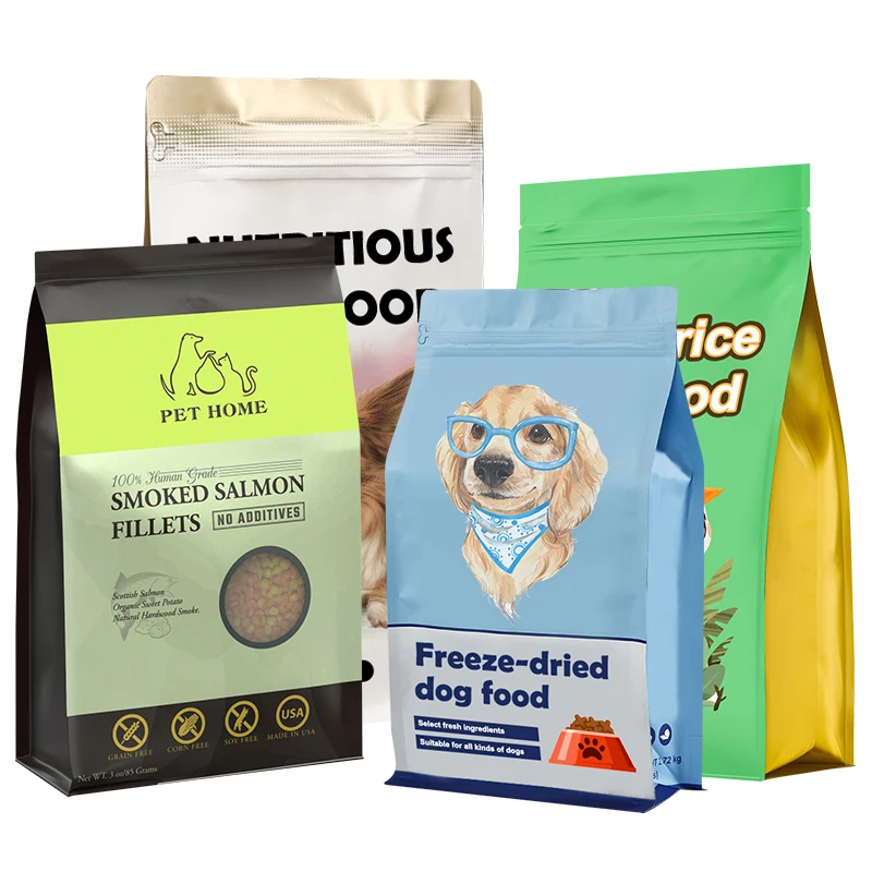 Customized pet dog food cat food composite with zipper eight-side seal food packaging bag