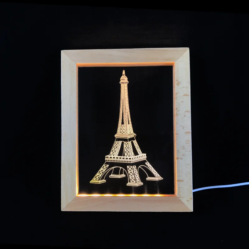 Amazon Top Seller Creative Wood Lamp 3D Acrylic Photo Frame Light LED Desk For Birthday